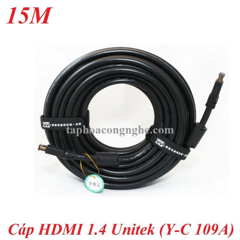Unitek 95261 Y-C109A 4k chuẩn 1.4 15M Màu Đen Cáp Hdmi dây tròn chống nhiễu 30095261